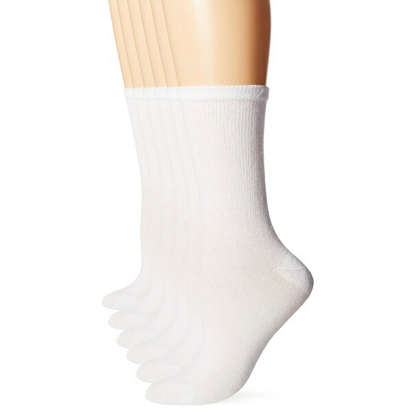 ヘインズ レディース 靴下 アンダーウェア Women's 6-Pack Crew Socks White