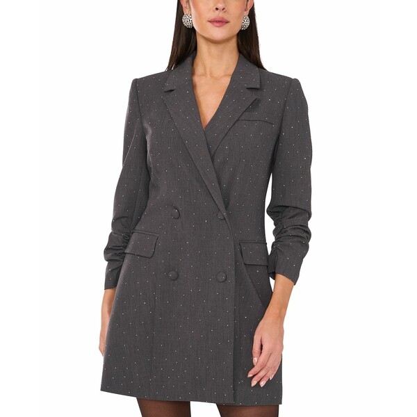 ワンステイト レディース ワンピース トップス Women's Embellished Double-Breasted Blazer Mini Dress Grey Heather