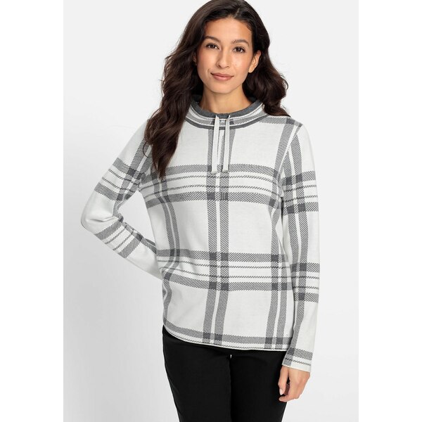 オルセン レディース ニット&セーター アウター Women's Long Sleeve Plaid Pullover Off white