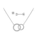 ジャニ ベルニーニ メンズ リング アクセサリー 2-Pc. Set Cubic Zirconia Interlocking Rings Pendant Necklace & Complementing Stud Earrings in Sterling Silver, Created for Macy's Sterling Silver(4)