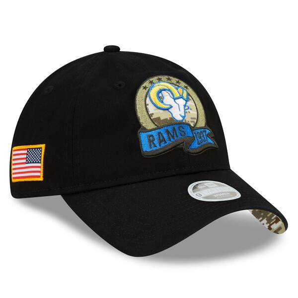 ニューエラ レディース 帽子 アクセサリー Los Angeles Rams New Era Women's 2022 Salute To Service 9TWENTY Adjustable Hat Black