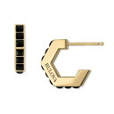 ブロバ レディース 腕時計 アクセサリー Gold-Tone IP Stainless Steel Small Black Spinel Hoop Earrin...