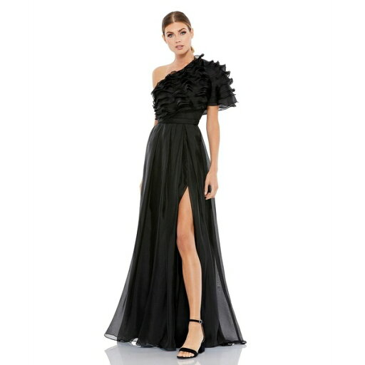 マックダガル レディース ワンピース トップス Women's Ieena Ruffle Layered One Shoulder Gown Black マックダガル レディース ワンピース トップス Women's Ieena Ruffle Layered One Shoulder Gown Black