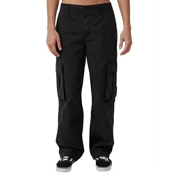 コットンオン メンズ カジュアルパンツ ボトムス Men's Baggy Cargo Pants Black Ripstop