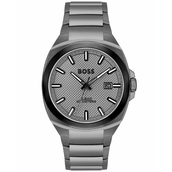 ボス レディース 腕時計 アクセサリー Men's Walker Quartz Basic Calendar Ionic Plated Gray Steel Watch 41mm Ionic Plated Gray Steel