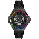 フィリッププレイン レディース 腕時計 アクセサリー Men's Automatic Skeleton Royal Black Silicone Strap W...