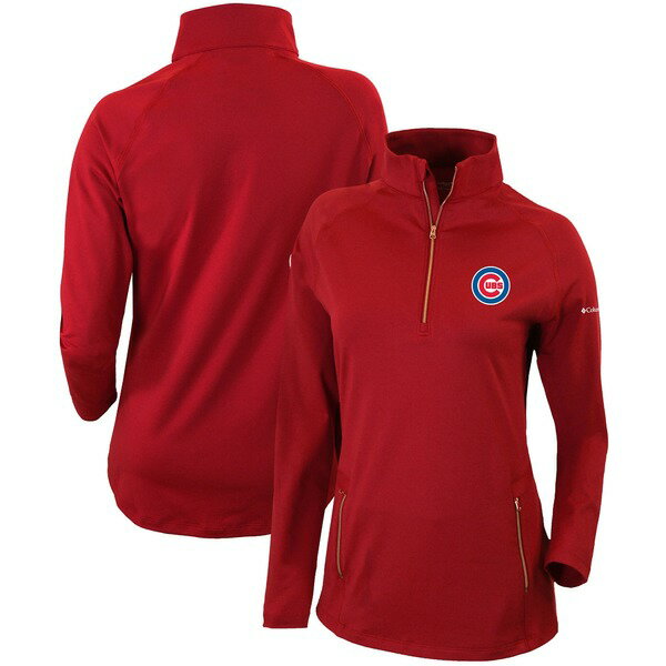 コロンビア レディース ジャケット＆ブルゾン アウター Chicago Cubs Columbia Women 039 s OmniWick Outward Nine QuarterZip Pullover Top Red