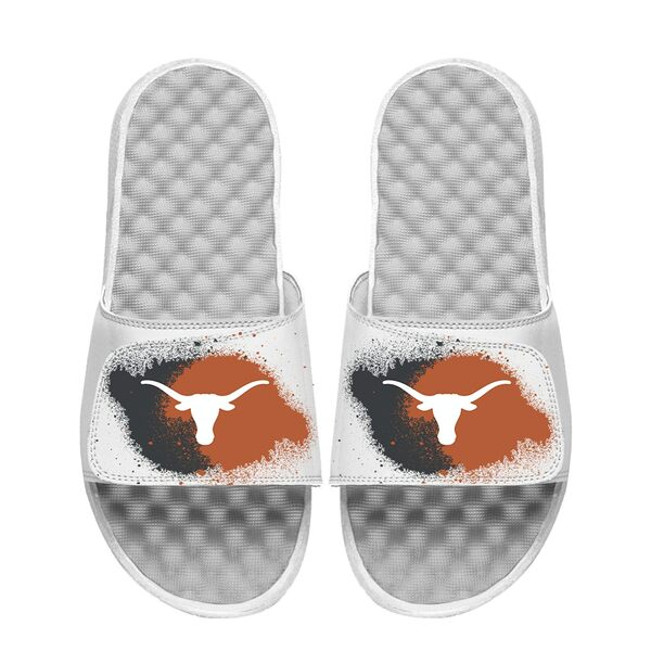 アイスライド メンズ サンダル シューズ Texas Longhorns ISlide Spray Paint Slide Sandals White