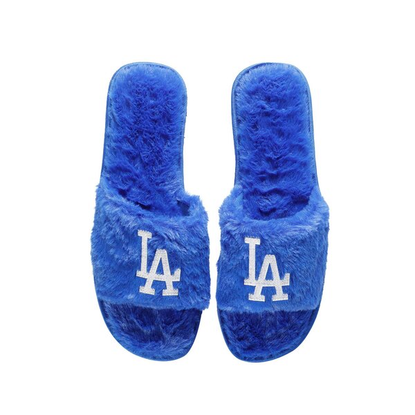 フォコ レディース サンダル シューズ Los Angeles Dodgers FOCO Women's Rhinestone Fuzzy Slippers Royal