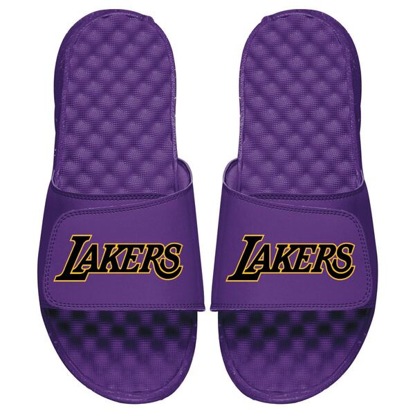 ACXCh Y T_ V[Y Los Angeles Lakers ISlide Wordmark Slide Sandals Purple