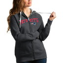 アンティグア レディース パーカー・スウェットシャツ アウター New England Patriots Antigua Women's Wordmark Victory FullZip Hoodie Charcoal