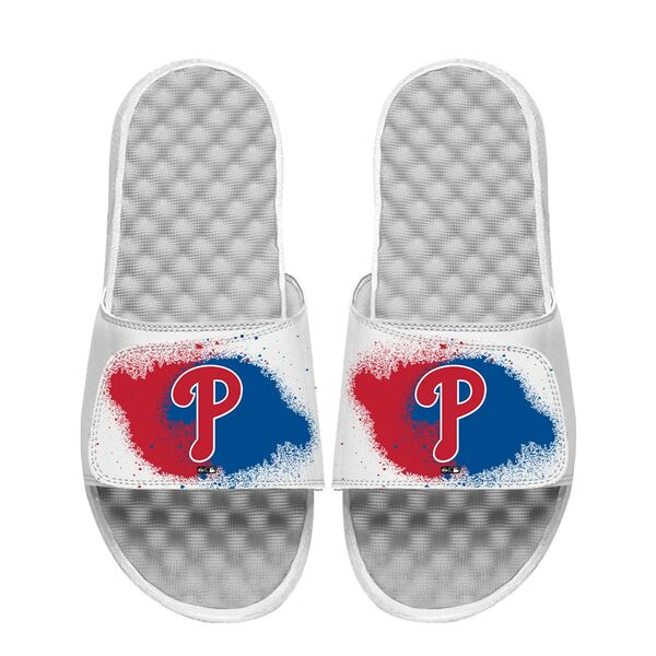 アイスライド メンズ サンダル シューズ Philadelphia Phillies ISlide Spray Paint Slide Sandals White