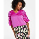 ヴィンスカムート レディース カットソー トップス Women's V-Neck Bubble-Sleeve Top Bloomberry
