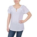 ニューヨークコレクション レディース カットソー トップス Petite Swiss Dot Short Sleeve Top White