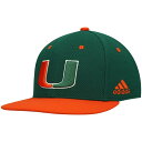 アディダス メンズ 帽子 アクセサリー Miami Hurricanes adidas OnField Baseball Fitted Hat Green