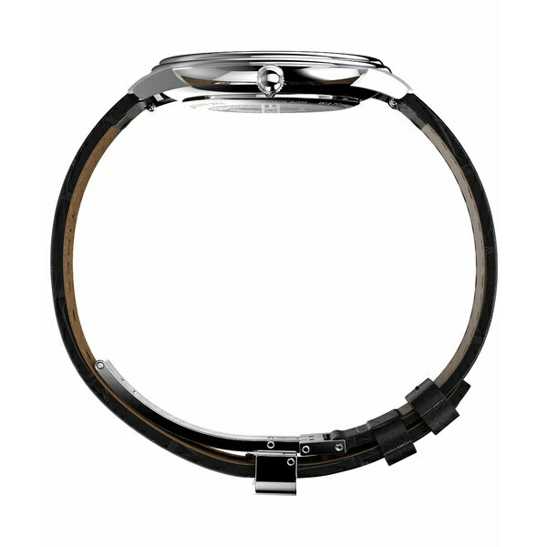 タイメックス メンズ 腕時計 アクセサリー Men's Quartz Analog Black Leather Watch, 39mm Black