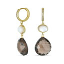 ブリング レディース ピアス&イヤリング アクセサリー Briolette Chocolate Natural Brown Smoky Quartz Drop Hoop Earrings Gold Plated Brown quartz(4)