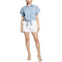 ゲス レディース カットソー トップス Women's Brigitte Eyelet Tie-Front Cap-Sleeve Shirt Bodeguita Mid