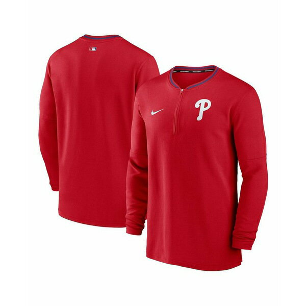 ナイキ メンズ シャツ トップス Men's Red Philadelphia Phillies Authentic Collection Performance Half-Zip Top Red