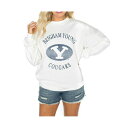 ゲームデイ レディース カットソー トップス Women's White BYU Cougars Good Vibes Premium Fleece Drop Shoulder Pullover Sweatshirt White