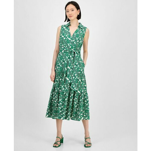 タハリエーエスエル レディース ワンピース トップス Tahari Women's Sleeveless Collared Shirtdress Ivory Clover タハリエーエスエル レディース ワンピース トップス Tahari Women's Sleeveless Collared Shirtdress Ivory Clover