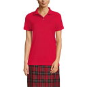 ランズエンド レディース カットソー トップス Women's School Uniform Short Sleeve Mesh Polo Shirt Red