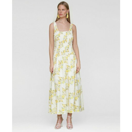 アベックレフィレ レディース ワンピース トップス Women's Printed Smocked Drop-Waist Maxi Dress Lemon Vine アベックレフィレ レディース ワンピース トップス Women's Printed Smocked Drop-Waist Maxi Dress Lemon Vine