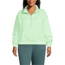 ランズエンド レディース パーカー・スウェットシャツ アウター Plus Size Serious Sweats Relaxed Long Sleeve Hal...