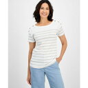 スタイルアンドコー レディース カットソー トップス Women's Cotton Striped Button-Shoulder Top, Exclusively at Macy's Stonewall Stripe(4)