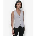 ダナ キャラン ニューヨーク レディース カットソー トップス Women's Sleeveless Rib-Knit Vest Top White
