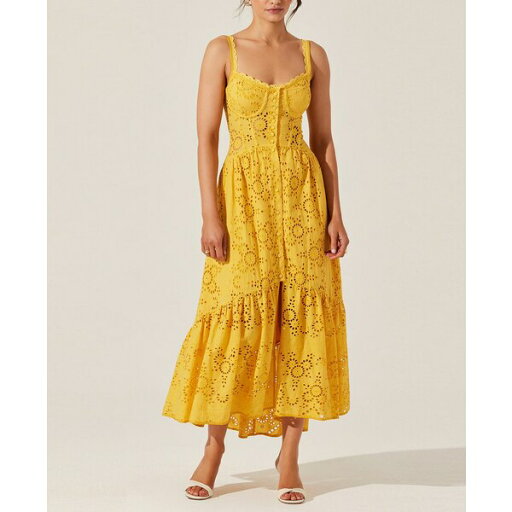 アストール レディース ワンピース トップス Women's Yamila Eyelet Embroidered Sleeveless Maxi Dress Mustard アストール レディース ワンピース トップス Women's Yamila Eyelet Embroidered Sleeveless Maxi Dress Mustard