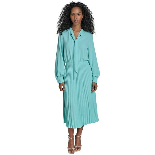 カルバンクライン レディース ワンピース トップス Women's Tie-Neck Pleated-Skirt Dress Aqua カルバンクライン レディース ワンピース トップス Women's Tie-Neck Pleated-Skirt Dress Aqua