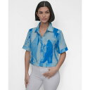 ダナ キャラン ニューヨーク レディース カットソー トップス Women's Printed Camp Shirt Maculate Marble