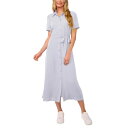 セセ レディース ワンピース トップス Women's Short-Sleeve Belted Midi Shirtdress Slate Blue