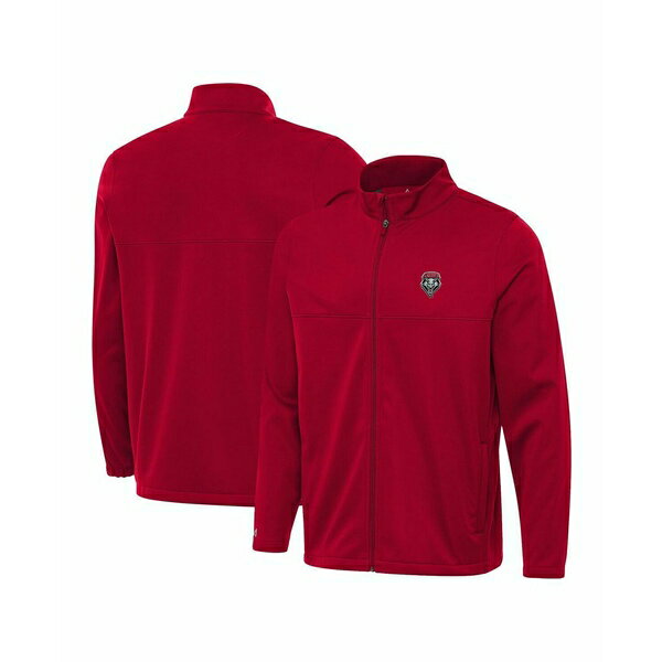 アンティグア メンズ ジャケット&ブルゾン アウター Men's Cherry New Mexico Lobos Links 2 Full-Zip Golf Jacket Red