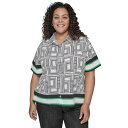 カールラガーフェルド レディース カットソー トップス Plus Size Printed Camp Shirt Soft White Black Flore ...