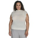 カルバンクライン レディース ニット&セーター アウター Plus Size Cable Knit Cap Sleeve Sweater Cream(4)