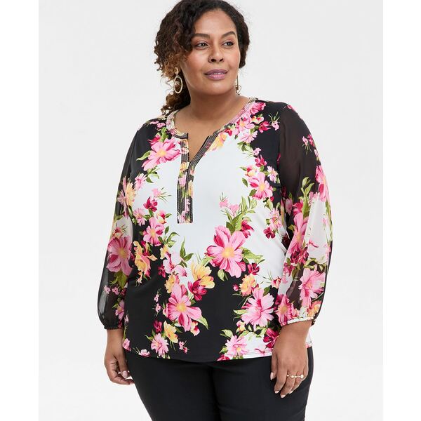 ॳ쥯 ǥ åȥ ȥåץ Plus Size Printed Embellished Top, Exclus...