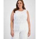 カスパー レディース カットソー トップス Plus Size Lace-Front Sleeveless Knit Top Lily White(4)