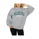 ゲームデイ レディース カットソー トップス Women's Ash Philadelphia Eagles Rhinestone Drop Shoulder Oversized Fleece Pullover Sweatshirt Ash