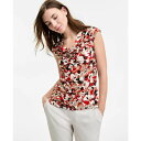 カスパー レディース カットソー トップス Women's Printed Cowlneck Top, Regular & Petite Vanilla Ice Multi|詳細画像