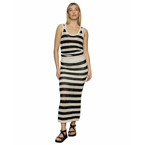 サンクチュアリー レディース スカート ボトムス Women's Striped Mesh-Stitch Maxi Skirt Black/ Chal..