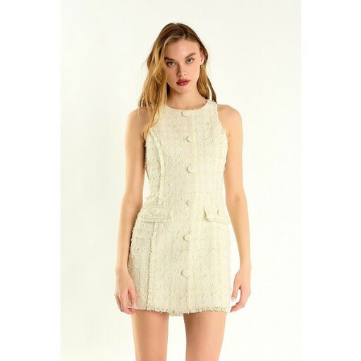 エンドレスローズ レディース ワンピース トップス Women's Tweed Fringed Mini Dress Ivory エンドレスローズ レディース ワンピース トップス Women's Tweed Fringed Mini Dress Ivory