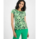 カスパー レディース カットソー トップス Women's Printed Cap-Sleeve Cowlneck Top, Regular & Petite Sizes Apple Green Multi(4)