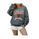 ゲームデイ レディース カットソー トップス Women's Charcoal Cleveland Browns Seal The Deal Premium Fleece Drop Shoulder Pullover Sweatshirt Charcoal