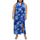 ジェシカハワード レディース ワンピース トップス Plus Size Floral-Print Chiffon Maxi Dress Royal