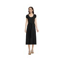 ランズエンド レディース ワンピース トップス Women's Petite Light Weight Cotton Modal Convertible Tie Waist Midi Dress Black