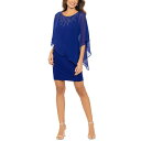 エスケープ レディース ワンピース トップス Women's Embellished Cape-Overlay Sheath Dress Electric Blue