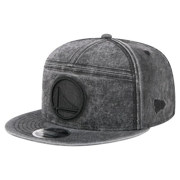ニューエラ メンズ 帽子 アクセサリー Golden State Warriors New Era Washed SevenPanel 9FIFTY Snapback Hat Black