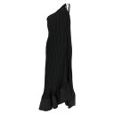 ランバン レディース ワンピース トップス Long Pleated Dress Black